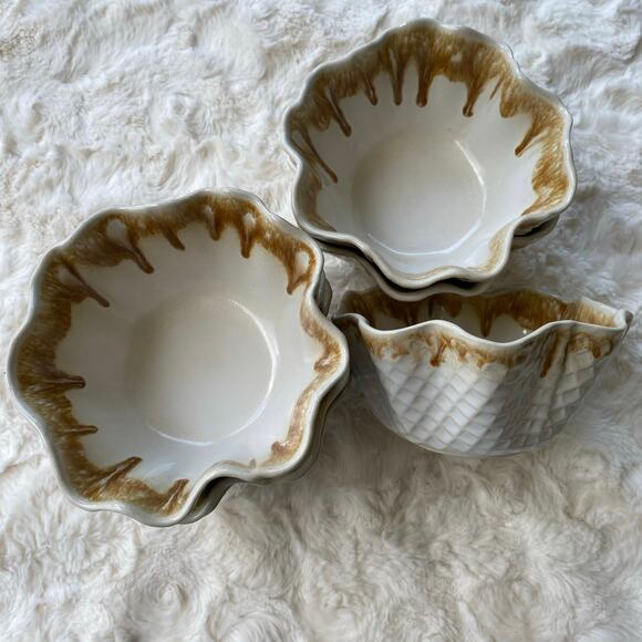 Tru Chef Stonewear Waffle Cone Ice Cream Bowls Lot of 6 Handcrafted In Portugal - Picture 5 of 10